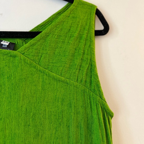KALIYANA Green Linen Asymmetrical Dress S/M - Picture 8 of 12